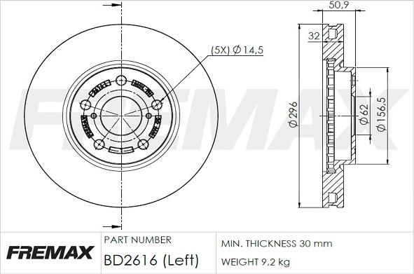 FREMAX BD-2616 - Brake Disc autospares.lv