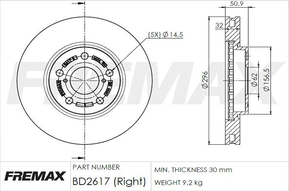 FREMAX BD-2617 - Brake Disc autospares.lv