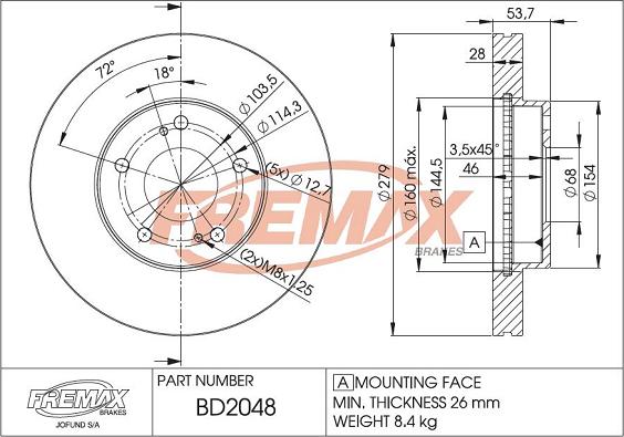 FREMAX BD-2048 - Brake Disc autospares.lv