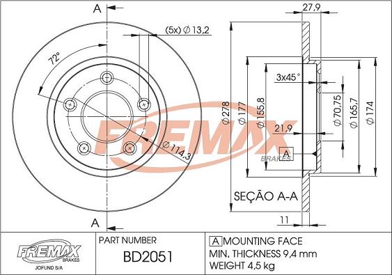 FREMAX BD-2051 - Brake Disc autospares.lv