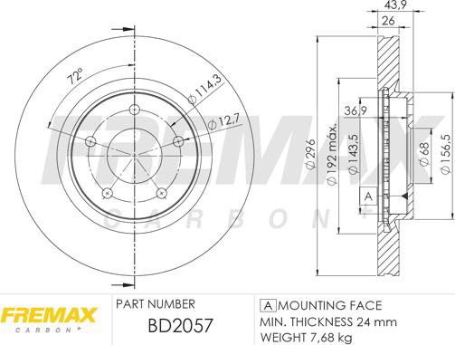 FREMAX BD-2057 - Brake Disc autospares.lv