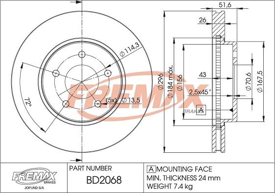 FREMAX BD-2068 - Brake Disc autospares.lv