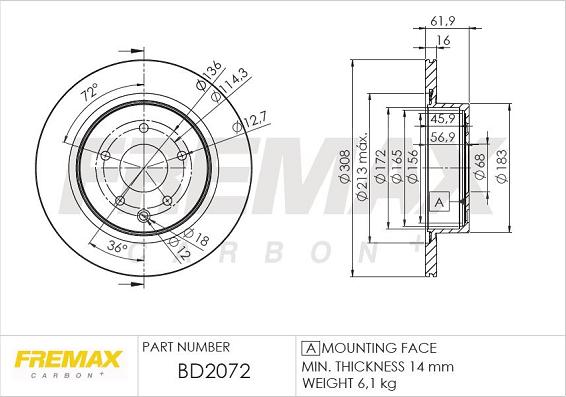 FREMAX BD-2072 - Brake Disc autospares.lv