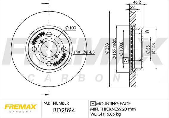 FREMAX BD-2894 - Brake Disc autospares.lv