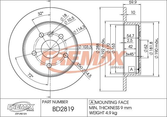 FREMAX BD-2819 - Brake Disc autospares.lv