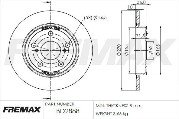 FREMAX BD-2888 - Brake Disc autospares.lv