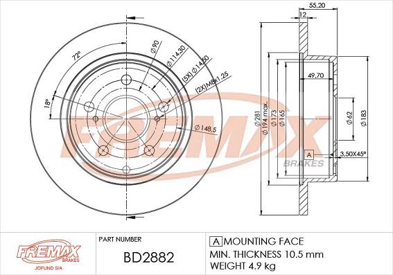 FREMAX BD-2882 - Brake Disc autospares.lv