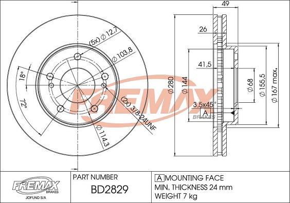 FREMAX BD-2829 - Brake Disc autospares.lv