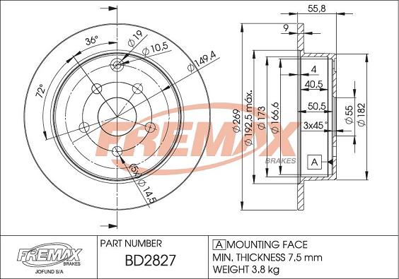 FREMAX BD-2827 - Brake Disc autospares.lv