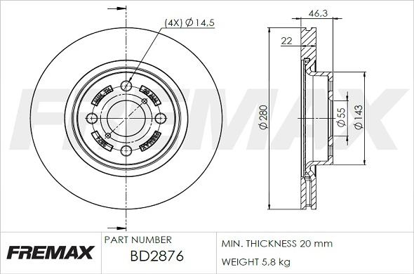 FREMAX BD-2876 - Brake Disc autospares.lv