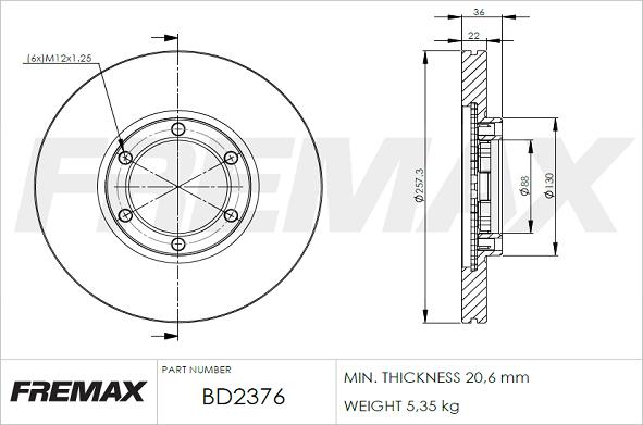 FREMAX BD-2376 - Brake Disc autospares.lv