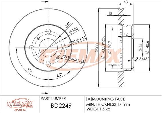 FREMAX BD-2249 - Brake Disc autospares.lv