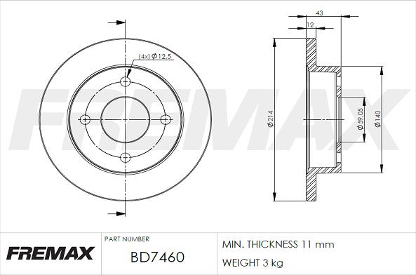 FREMAX BD-7460 - Brake Disc autospares.lv