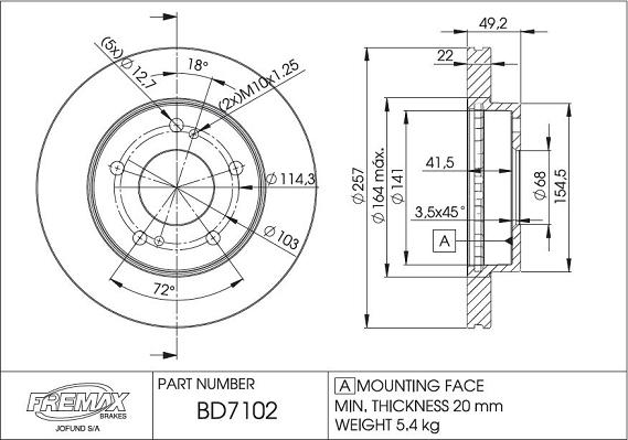 FREMAX BD-7102 - Brake Disc autospares.lv