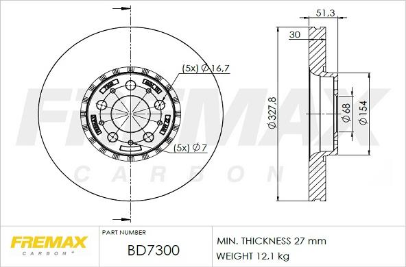 FREMAX BD-7300 - Brake Disc autospares.lv