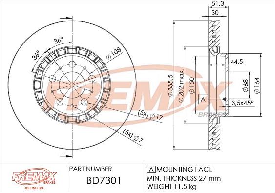 FREMAX BD-7301 - Brake Disc autospares.lv