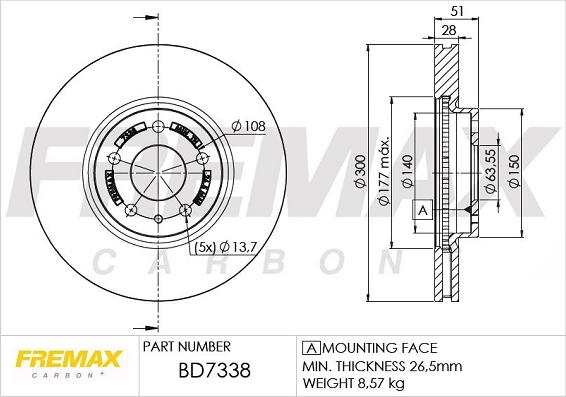 FREMAX BD-7338 - Brake Disc autospares.lv