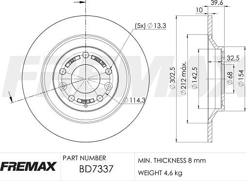 FREMAX BD-7337 - Brake Disc autospares.lv