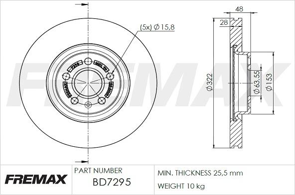 FREMAX BD-7295 - Brake Disc autospares.lv