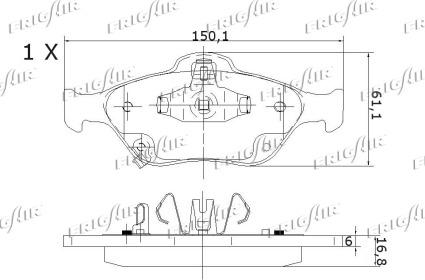 Frigair PD15.523 - Brake Pad Set, disc brake autospares.lv