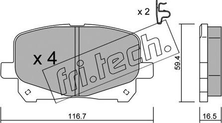 Fri.Tech. 459.0 - Brake Pad Set, disc brake autospares.lv