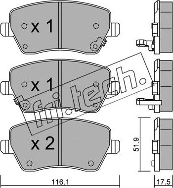 Fri.Tech. 501.2 - Brake Pad Set, disc brake autospares.lv