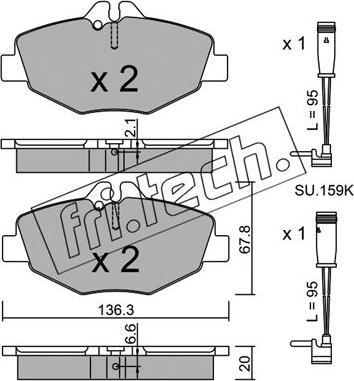 Fri.Tech. 578.0W - Brake Pad Set, disc brake autospares.lv