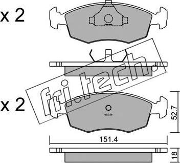 Fri.Tech. 096.2 - Brake Pad Set, disc brake autospares.lv