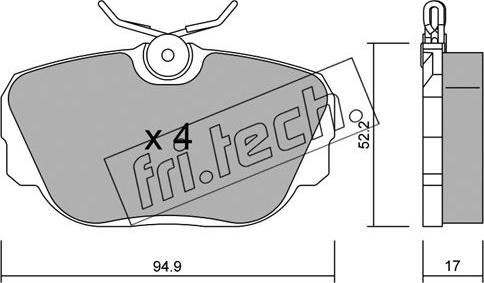 Fri.Tech. 044.0 - Brake Pad Set, disc brake autospares.lv