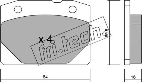 Fri.Tech. 008.0 - Brake Pad Set, disc brake autospares.lv