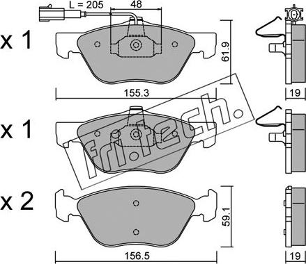 Fri.Tech. 085.2 - Brake Pad Set, disc brake autospares.lv