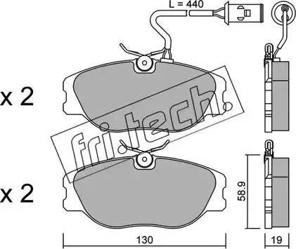 Fri.Tech. 074.0 - Brake Pad Set, disc brake autospares.lv