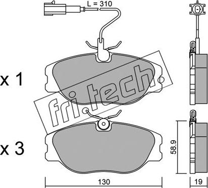 Fri.Tech. 074.2 - Brake Pad Set, disc brake autospares.lv