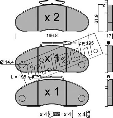 Fri.Tech. 113.0 - Brake Pad Set, disc brake autospares.lv