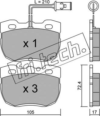 Fri.Tech. 180.0 - Brake Pad Set, disc brake autospares.lv