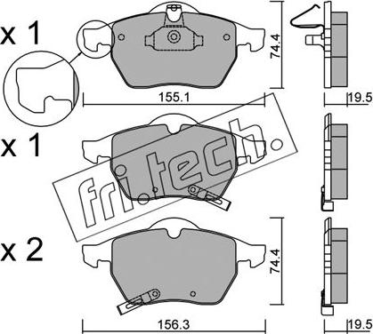 Fri.Tech. 120.1 - Brake Pad Set, disc brake autospares.lv