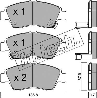 Fri.Tech. 178.0 - Brake Pad Set, disc brake autospares.lv