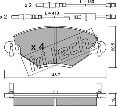 Fri.Tech. 340.0 - Brake Pad Set, disc brake autospares.lv