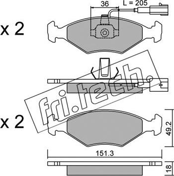 Fri.Tech. 282.0 - Brake Pad Set, disc brake autospares.lv