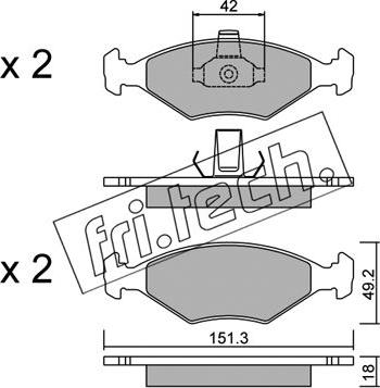 Fri.Tech. 282.2 - Brake Pad Set, disc brake autospares.lv