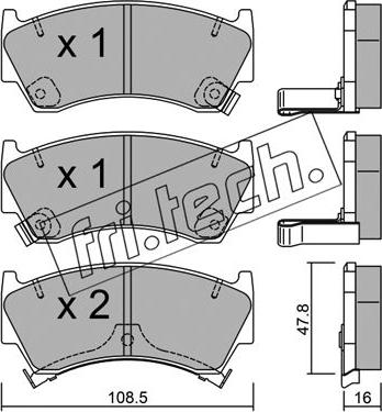 Fri.Tech. 287.0 - Brake Pad Set, disc brake autospares.lv