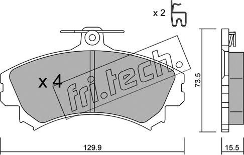 Fri.Tech. 225.0 - Brake Pad Set, disc brake autospares.lv