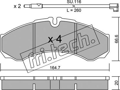 Fri.Tech. 221.7W - Brake Pad Set, disc brake autospares.lv