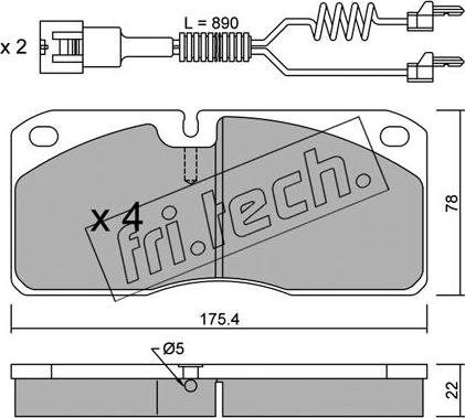 Fri.Tech. 278.3W - Brake Pad Set, disc brake autospares.lv