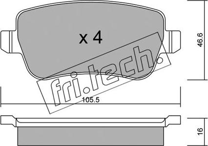 Fri.Tech. 722.0 - Brake Pad Set, disc brake autospares.lv