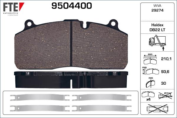 FTE 9504400 - Brake Pad Set, disc brake autospares.lv