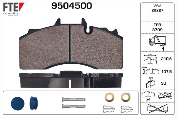 FTE 9504500 - Brake Pad Set, disc brake autospares.lv