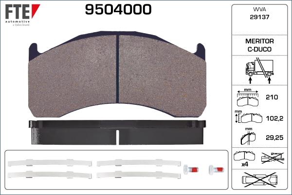 FTE 9504000 - Brake Pad Set, disc brake autospares.lv