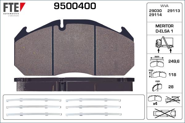 FTE 9500400 - Brake Pad Set, disc brake autospares.lv