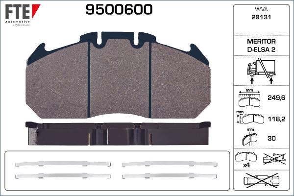 FTE 9500600 - Brake Pad Set, disc brake autospares.lv